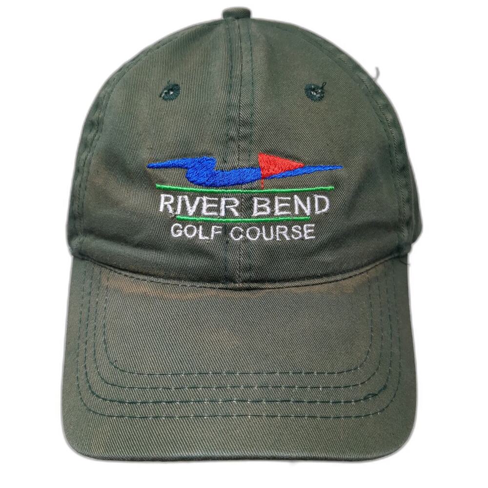 Otto Baseball Cap Green One Size Leather Strapback River Bend Golf Course Hat